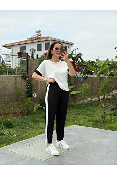 Wear Up Women's Modal Textured Fabric Side Stripe Suit