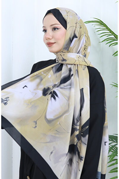 sefamerve Gemusterter weicher Schal 70316-12 Honigmousse Schwarz