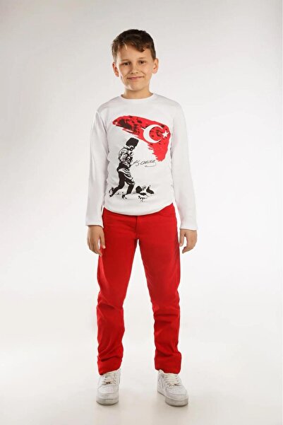 redbug kids Tricou pentru copii cu mânecă lungă cu imprimeu Ataturk și steagul
