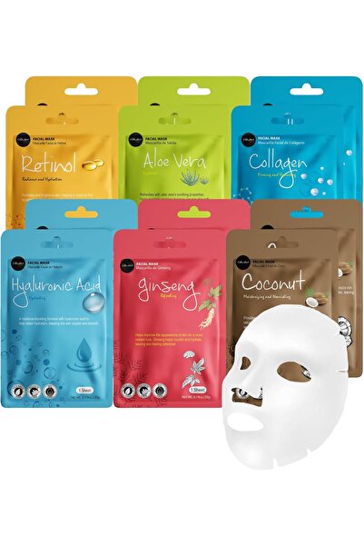 CeLaVi Face Masks with Extracts from Celavi, 12 Sheets, Korean Cosmetics for Skin Care and Hydration, Type