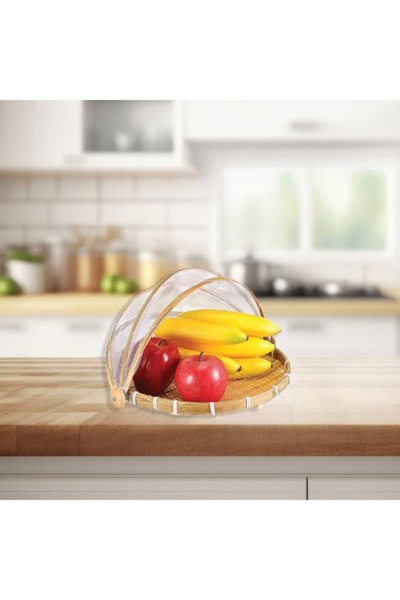 ANTBRO Foldable Food Protection Mesh Antbro® with Bamboo Base and Foldable Lid, 32x17cm