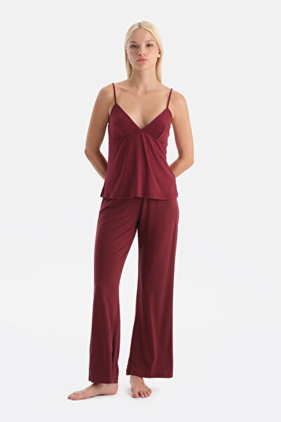 Eros Burgundy Basic Strap Tank Top