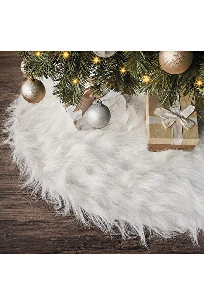 Flippy Χαλί χριστουγεννιάτικου δέντρου, διάμετρος 90 cm, πάχος γούνας 7 cm, λευκό