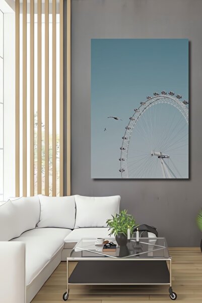 Teona Ahşap Peisaj decorativ din lemn cu roată de noroc în formă de dreptunghi