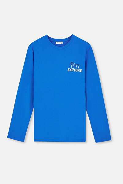 Eros Синій чоловічий піжамний комплект з довгими рукавами