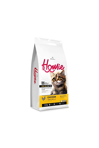 Homie Super Premium Düşük Tahıllı Tavuklu Yavru ve Anne Kedi Maması 1.5 Kg (3...