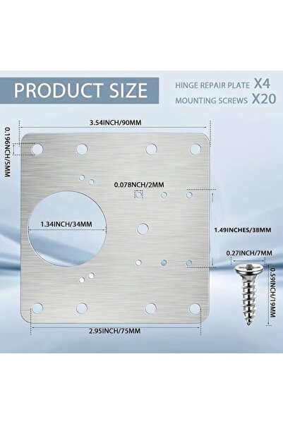 Walteco Kit plate repair hinge furniture, steel, Ø35 mm, set of 4 pieces
