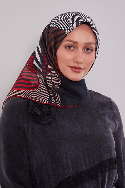 Levidor Red Hologram Pattern Cotton Scarf