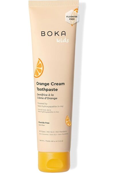 BOKA Orange Cream Toothpaste | Fluoride-Free with Nano Hydroxyapatite for Rem...
