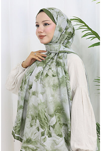 sefamerve Gemusterter Baumwoll-Koza-Schal 70324-09 Khaki