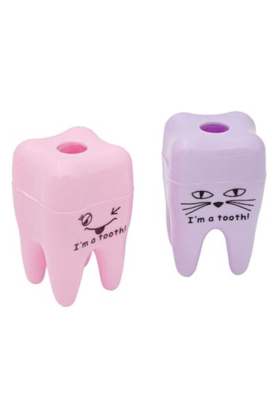 OEM Plastic Pencil Sharpener, Tooth Model, Set of 2, Pink and Lilac
