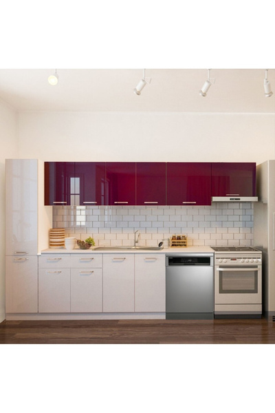 Tdesigno Tiran Hazır Mutfak Dolabı Kiler Dahil -320cm-Beyaz Laminat Tezgah Da...