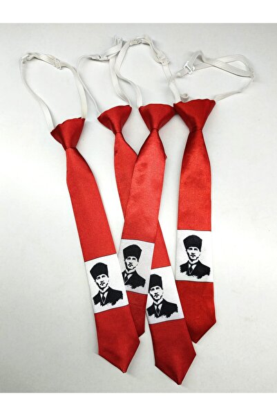 GallanD Tie, 7-8 Years Old, Turkey, Crescent and Star, Ataturk Patterned, Children's Size, Fixed Tie