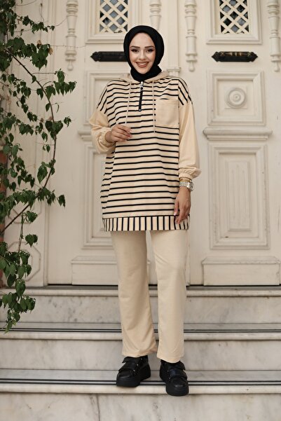 HİRA LİFE FASHİON Moda Efsa Tesettür Giyim cu glugă și set tunică cu fermoar ...