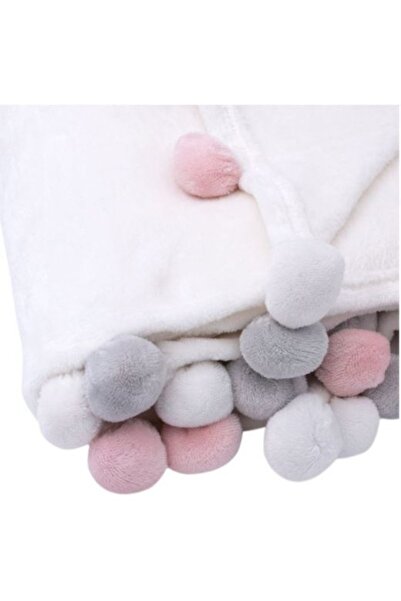 OEM Decorative Velvet Blanket with Tassels, White, 131 x 160 cm