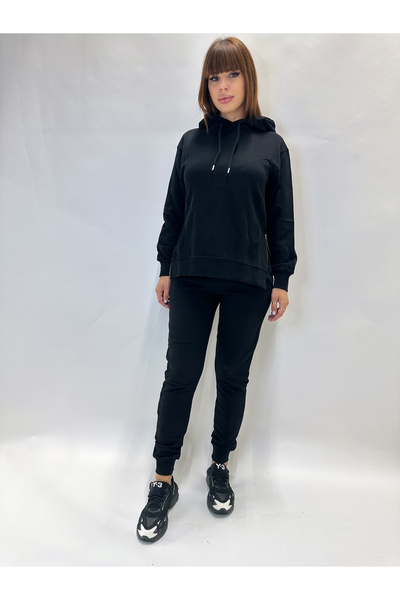 IFASTFASHION Trening negru pentru femei cu hanorac și fermoare laterale - set...