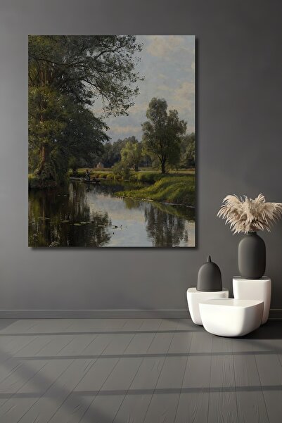 Teona Ahşap Tablou decorativ din lemn dreptunghiular Peisaj natural Iaz