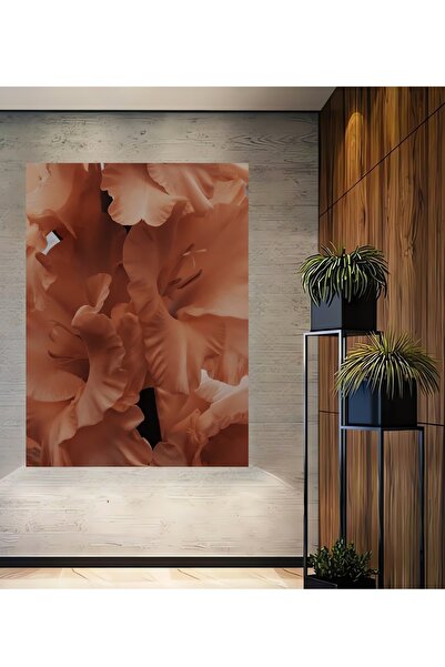 Teona Ahşap Tablou decorativ din lemn dreptunghiular cu flori de culoare crem