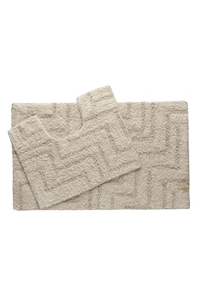 ANTBRO Set 2 covorașe de baie Antbro® din bumbac bej cu model în dungi