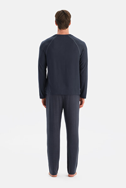 Eros Синій термобілизна з швами та кишенями, піжама з штанами