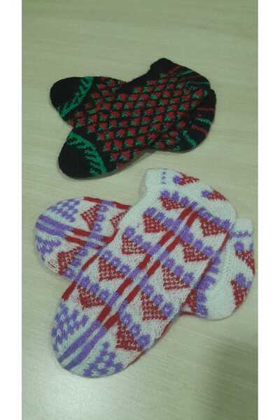 Papatyam 2 Pieces Hand-Knitted Five-Skewer Booties / Handmade Booties / Dowry Booties / Knitted / Home Booties / Handmade Socks
