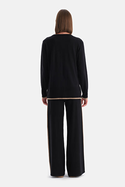 Eros Black Travel Piping Detailed Trousers