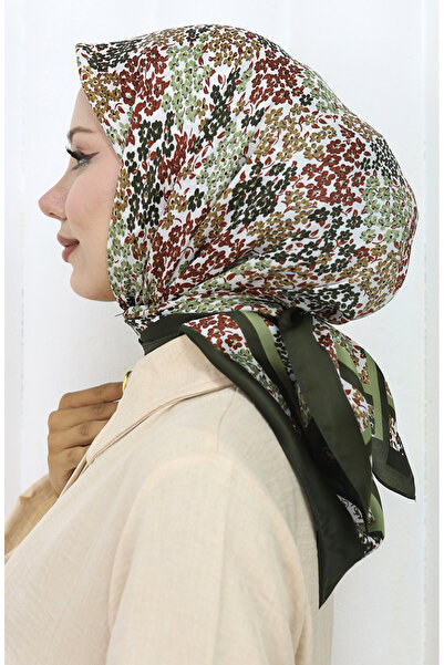 sefamerve Ψηφιακό Φουλάρι Ραγιόν 70300-02 Χακί