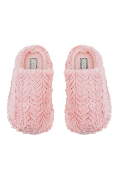 ANTBRO Women's Home Slippers Antbro, Pink Faux Fur Imitation, Zigzag Pattern, Size 37-38
