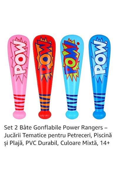 OEM Set 2 lilieci gonflabili Power Rangers – Jucării tematice pentru petrecer...