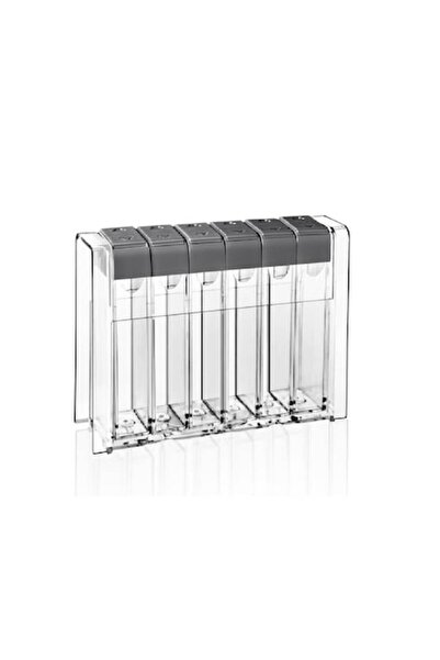 NO BRAND Set 6 x Recipiente pentru condimente, Plastic, 2,5 x 4,5 x 11,5 cm, Gri/Transparent