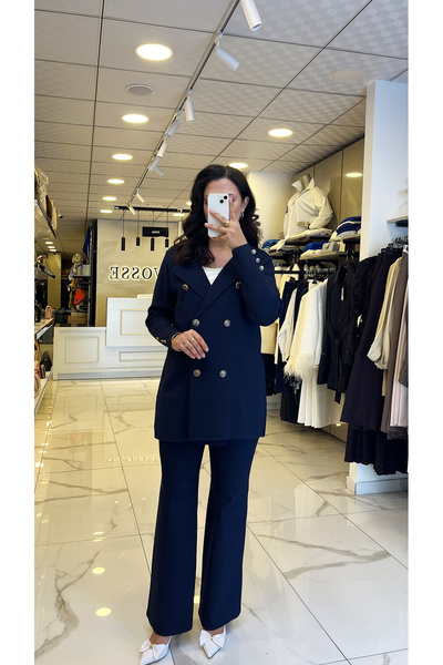 Vosse Tığ Triko Lavivert Kruvaze Yaka Rayon Düğmeli Hırka