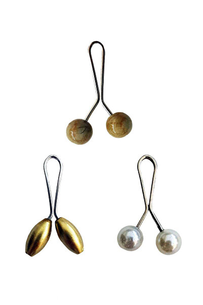 shopwave Litaetrend 3 Pcs Hijab Scarf and Shawl Clip Yellow Pearl White Mustard