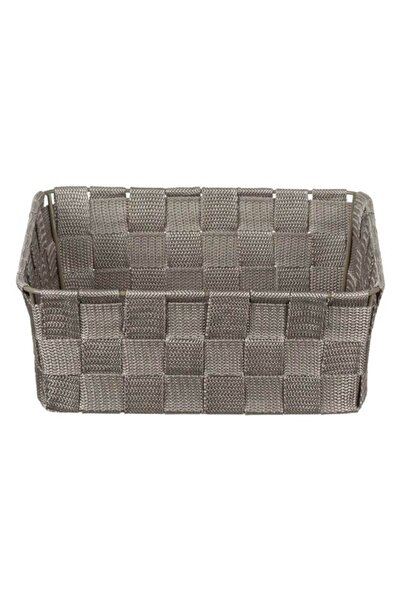 ANTBRO Storage Basket Antbro® with Woven Rattan-Like Pattern and Metal Frame, Taupe, 24x24x8.5cm