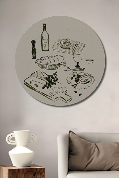 Teona Ahşap Masă decorativă rotundă din lemn pentru vin și brânză