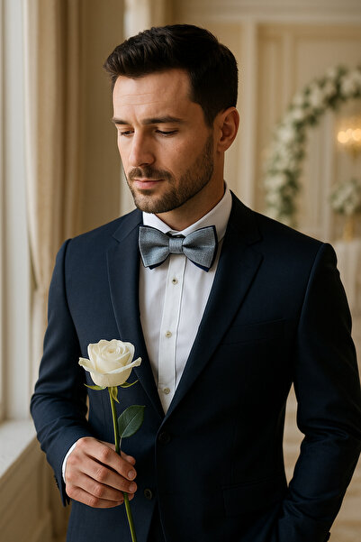 SİSTEM PELUŞ Two-Layer Textured Men's Bow Tie – Premium for Special Occasions & Stylish Evening Outfits