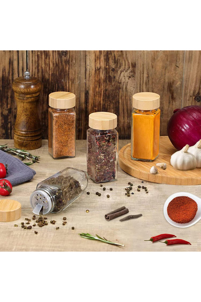 Bukate Set of 24 120 ml Spice Jars with Bukate® Bamboo Lids
