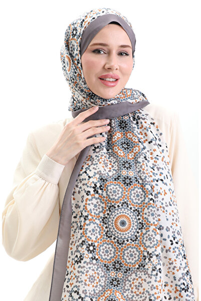 sefamerve Desenli Soft Şal 70297-15 Vizon Hardal