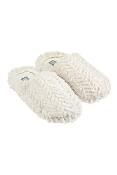 ANTBRO - Women's house slippers, faux fur, ecru, zigzag pattern, 39-40