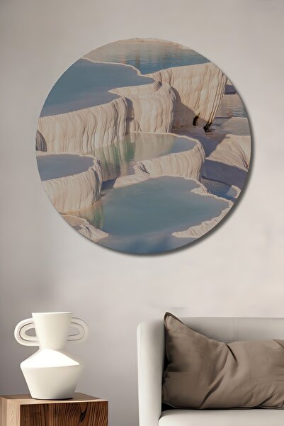 Teona Ahşap Tablă rotundă decorativă din lemn Travertinii Pamukkale