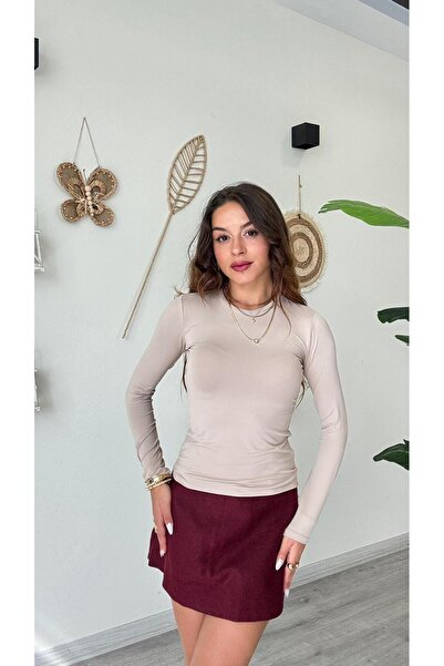 modadagiyim Women's Crew Neck Lycra Long Sleeve Comfortable and Flexible Basic Premium Bodysuit