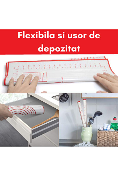 Bukate Folie de framantat din Silicon, Bukate, Pentru intinderea aluatului, 60x40 cm, Alb