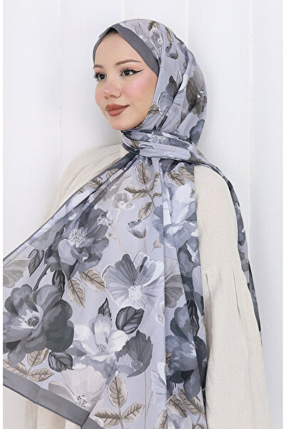 sefamerve شال قطني منقوش 70323-03 أنثراسيت مدخن