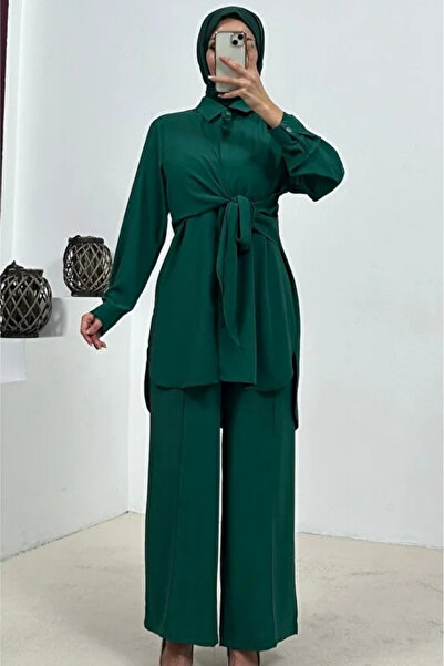 Tesettür Diyarı Παντελόνι με δέσιμο μπροστά από ύφασμα Μεδίνας και σχέδια, Το...