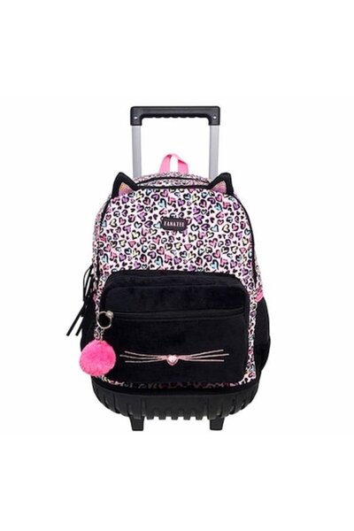 ATS Rucsac tip troler pentru fete - Negru cu design cu pisică roz, ATS, 34 x ...