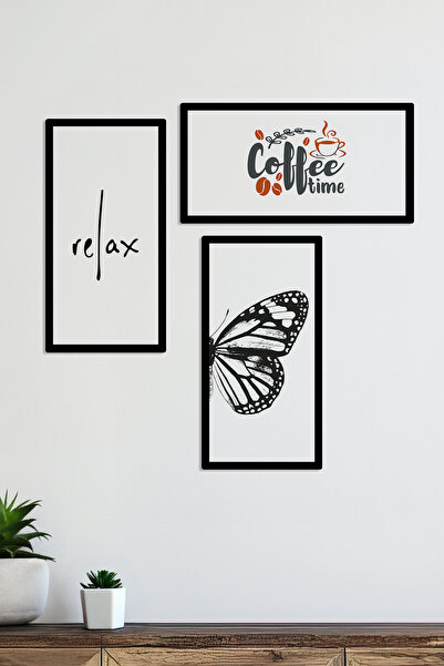 Zevahir Mobilya Dekorasyon ΣΕΤ ΖΩΓΡΑΦΙΚΗΣ COFFE TIME RELAX με 3 Ξύλινα Πλαίσι...