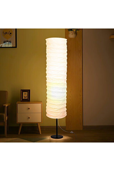 Sunbeauty Modern Lampshade Lantern Floor Lamp for Bedroom Living Room Nordic Style