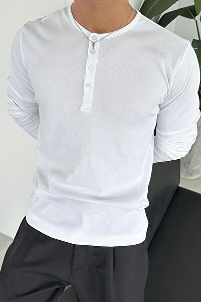 HAFKAGİYİM Μακρυμάνικο μπλουζάκι με λευκό κορδόνι με κουμπιά