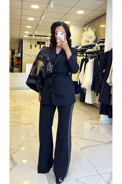 Vosse Mianotte Siyah Kol Detaylı Brokar Kumaş Ceket