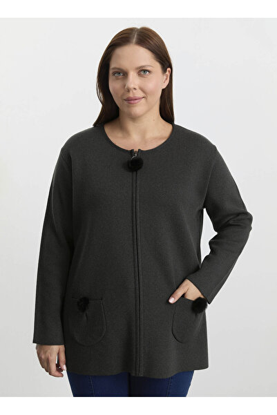 Selen Antrasit Kadın O Normal Hırka 25KSL4161