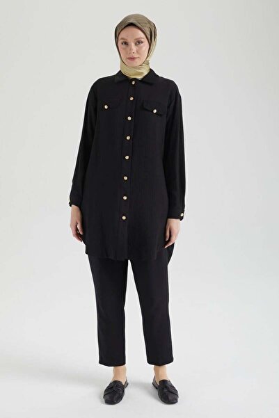 Armine Button Detailed Tunic - Black